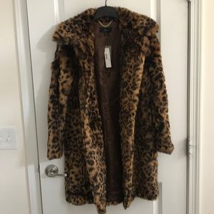 J crew faux fur leopard coat — with tags—